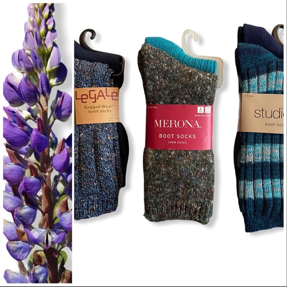 Accessories - Bundle 6 Pairs of Assorted Green Blue Boot Socks